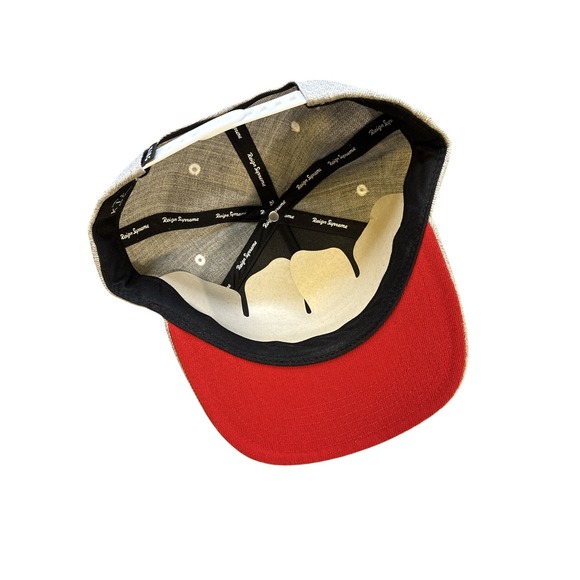 KING LONDON Grey Heathered Snapback Hat Embroidered Logo Red Brim - Picture 4 of 5